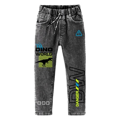 Брюки текстильные джинсовые утепленные флисом для мальчиков