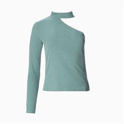 Лонгслив на одно плечо женский, оливковый, размер 42