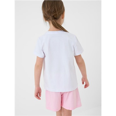 Комплект трикотажный для девочек: фуфайка (футболка), шорты