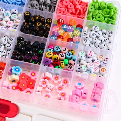 Набор для создания украшений «Азбука», набор 26 видов бусин, 2 лески, пинцет, фурнитура