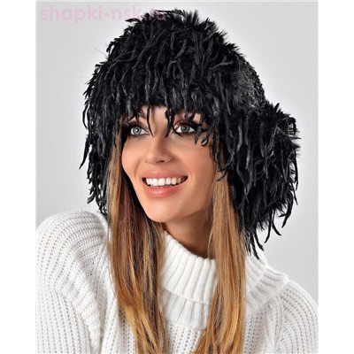 Букле пайетка страус корот.уши Ушанка флис (56-58)
