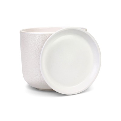 Горшок для цветов «Жемчуг», 5.4 л, d=21.5 см, h=19 см, керамический, с поддоном, белый