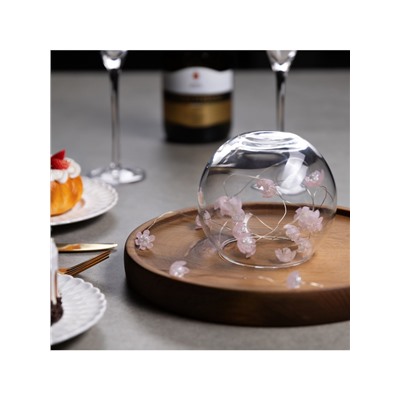 Гирлянда «Нить» 2 м роса с насадками «Цветы», IP20, нить серебристая, 20 LED, 4.6 В, батарейки AG13×3 (в комплекте), 3 режима, свечение тёплое белое