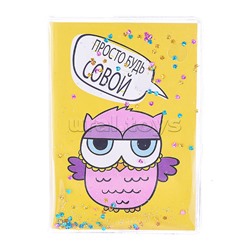 Блокнот "Сова", формат А6, 56 листов в клетку на скрепке,обложка с гелевым наполнением