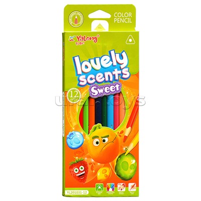 Карандаши цветные 12 цв., "Фрукт" пластиковые, трехгранные, заточенные, грифель 2.8 мм, картон. уп., европод.