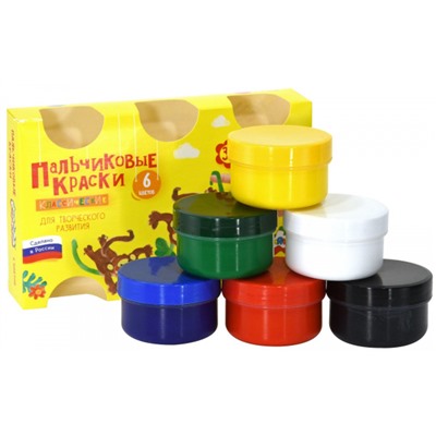 Краски пальчиковые 6цв 60 мл ПККМ06 Каляка-Маляка