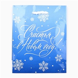 Пакет подарочный новогодний ламинированный «Счастья в Новом году», S 12×15×5.5 см