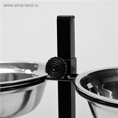 Подставка с мисками, 2×1.5 л, высота 50 см, разборная, чёрная