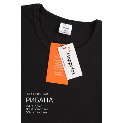 Футболка для девочки в рубчик из рибаны Happyfox