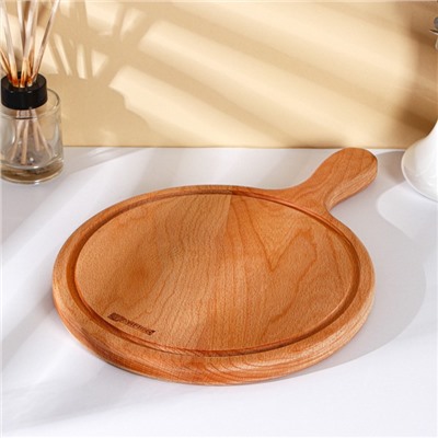 Доска для пиццы с ручкой Adelica, d=25 см, дерево бук