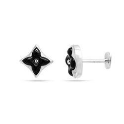 Серьги из серебра оникс, МЦВ2048-1ч