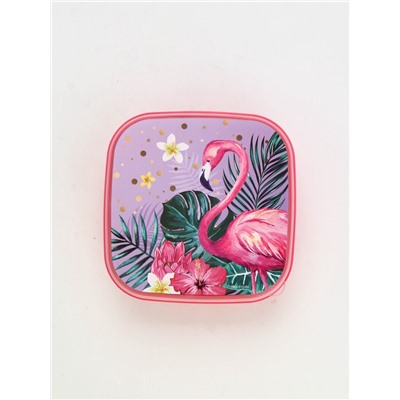 Ланч - бокс квадратный с секциями и ложкой «Фламинго», 400 мл