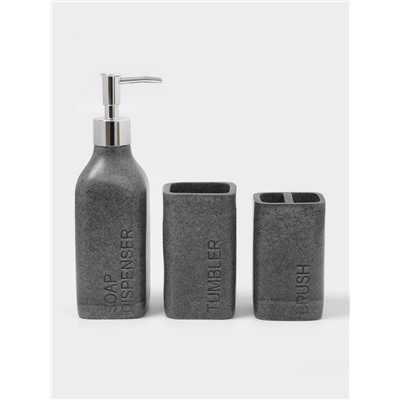 Набор аксессуаров для ванной комнаты «Гранит», 4 предмета, дозатор 350 мл, мыльница, 2 стакана, серый