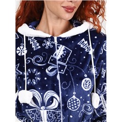 Снежок - халат снежинки синий