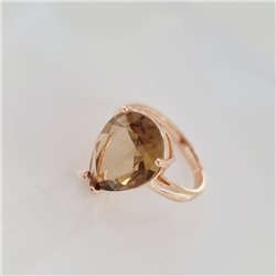 Кольцо 19 р бижутерия Дубайское золото: покрытие позолота, вставка: фианит, цвет: коричневый, арт.414.144-19