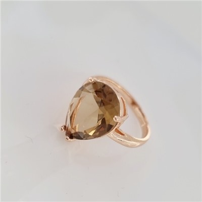 Кольцо 19 р бижутерия Дубайское золото: покрытие позолота, вставка: фианит, цвет: коричневый, арт.414.144-19