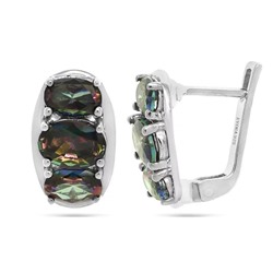 Серьги из серебра мистик кварц, Микра