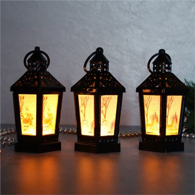 Фонарь светодиодный 14 см / VFR-108-B /уп 12/120/новогодний/черный