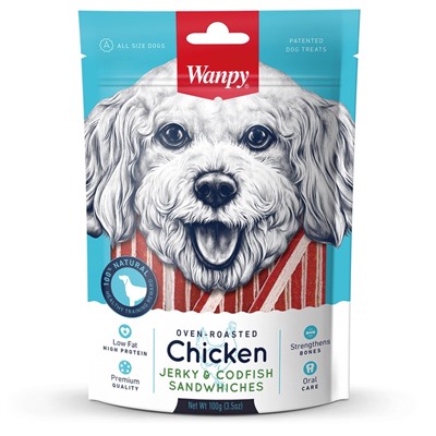 Wanpy Dog Курица с треской в форме сэндвича 100 г