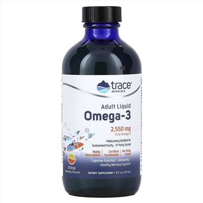 Trace Minerals ®, Жидкая омега-3 для взрослых, апельсин, 2550 мг, 237 мл (8 жидк. Унций)
