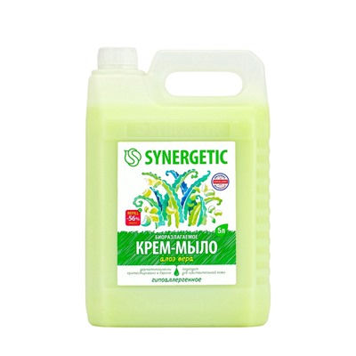 Крем-мыло жидкое SYNERGETIC, биоразлагаемое, для мытья рук и тела «Алоэ вера», 5 л