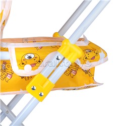 Коляска для кукол (металлическая, складная, прогулочная с капюшоном, цвет желтый) в пакете