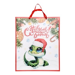 Пакет ламинированный новогодний подарочный вертикальный «Змейка», XL 40×49×19 см