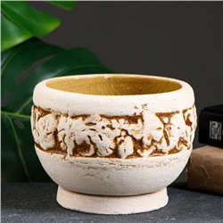 Горшок для цветов «Аттика», 1.2 л, d=15 см, h=10 см, керамический, с поддоном, бежевый