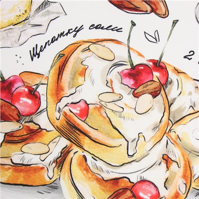 Набор подарочный «Булочки»: полотенце 40×73 см, прихватка 19×19 см, магнит 11×7 см