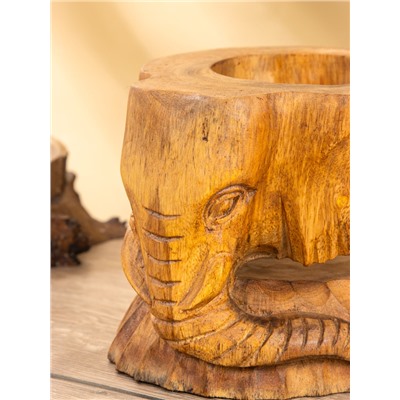 Подставка под бутылки «Голова слона», 15×15×17 см, дерево пиннис, коричневая