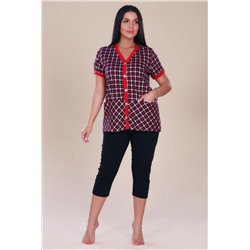 306К Костюм с бриджами - Пуговицы (Красный)