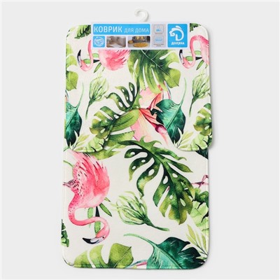 Коврики для ванной и туалета Доляна «Фламинго», 2 шт., 40×43 см, 43×73 см