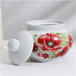 Сервиз чайный Дулевский фарфор «Дачный. Маки», 14 предметов: чашки 6 шт., блюдце 6 шт., чайник, сахарница, белый