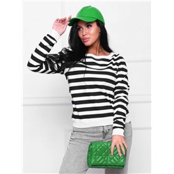 Лонгслив лодочка женский тельняшка Desire (Черно-белый, полоса)