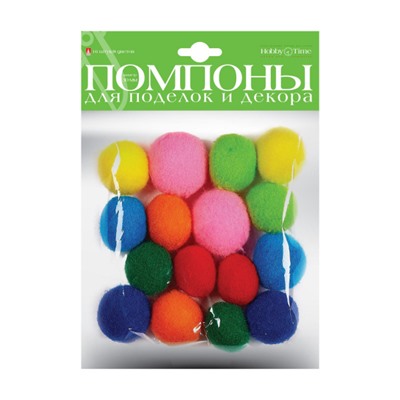 Помпоны пушистые  16 шт. 30 мм 8 цветов МИКС 2-200/05 Альт