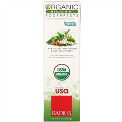 RADIUS, Органическая гелевая зубная паста, мята матча, 3 унции (85 г)