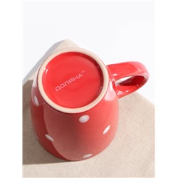 Кружка Доляна «Красный горох», 360 мл, керамика, красная