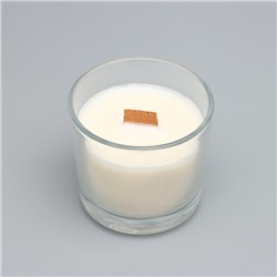 Ароматическая свеча в стакане с деревянным фитилем «Лесная малина», из соевого воска, 65 г