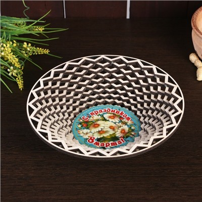 Сухарница «8 марта. Ромашки», круглая, d=20 см, дерево