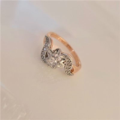 Кольцо 18 р ювелирная бижутерия коллекция "Дубай", покрытие позолота, вставка: фианит, цвет: прозрачный, арт.414.075-18