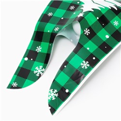 Пакет полиэтиленовый подарочный новогодний, с ушками «Клетка зелёная», МИКС, 13×23 см