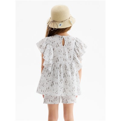 Комплект для девочки (блузка, шорты) MINAKU, белый, рост 98 см