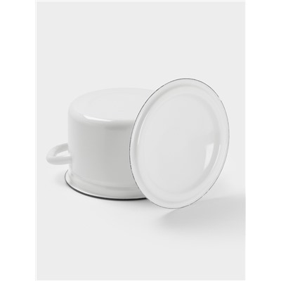 Кастрюля эмалированная, 3 л, d=19.5 см, с крышкой, без декора, белая