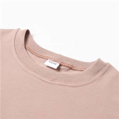 Футболка детская однотонная MINAKU: Basic line, бежевая, рост 122 см