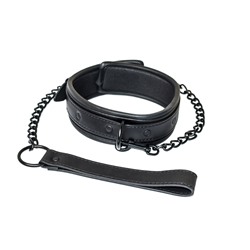Черный ошейник с поводком Kinky