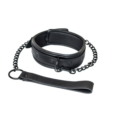 Черный ошейник с поводком Kinky