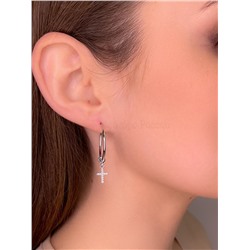 Серьги кольца кресты из серебра с фианитами (2 в 1) 925 пробы Са-017р200