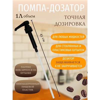 Набор помпа - дозатор для сиропа, черная, универсальная, 3 шт., (31-32 мм), 10 мл