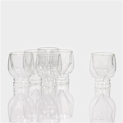 Стопки - шоты с двойными стенками Magistro «Алмаз», 100 мл, 6 шт., стекло, прозрачные