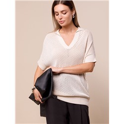 Джемпер-поло из гладкой вискозы с лиоцеллом